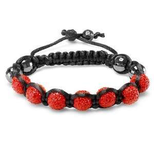 Bracelet Mens Ladies Unisex Hip Hop Style Pave Seven Crystal Red Disco 