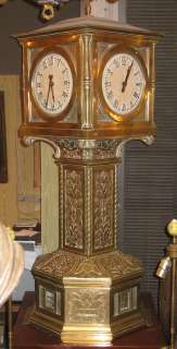 Antique Brass Train or Bus Station Clock  