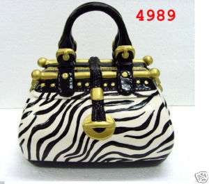 YU YU Figural Handbag Ceramic Cookie Jar Zebra Black Wh  