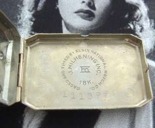 Old Estate Vintage Ladies 18k Deco Elgin Wrist Watch w/ 14 Diamonds 