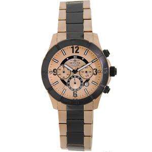 Invicta Mens 1424 Specialty Rose Gold and Black Ionic Plated Chrono 