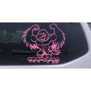 Pink 6in X 6.5in    Muscular Bald Eagle Animals Car Window Wall Laptop 