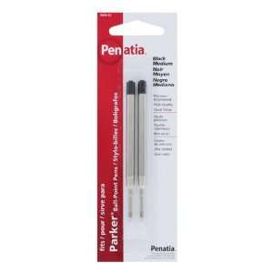  Penatia Black Medium Ballpoint Parker Pen Refills, 12/Pack 