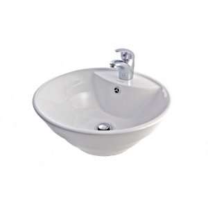  Porcelain Sink. Designer Basin. Round White Vessel. 17.1/3 