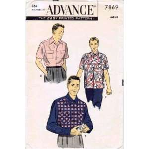  Advance 7869 Sewing Pattern Mens Sport Shirt Chest 42   44 