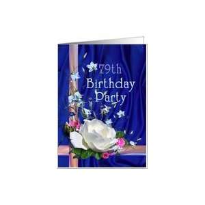  79th Birthday Party Invitation White Rose Card Toys 