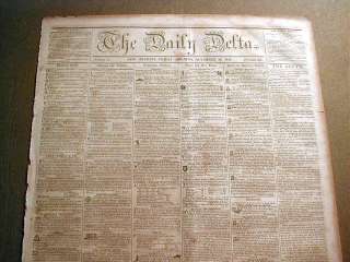 1850 New Orleans LOUISIANA newspaper 160 years old   