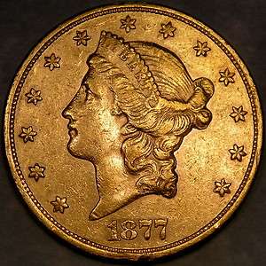 1877 S LIBERTY HEAD $20 GOLD DOUBLE EAGLE HIGH QUALITY VERY APPEALING 
