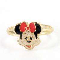 Ring Gold 18k GF Minnie Red Bow Baby Girl Enamel SZ #2 Funny  