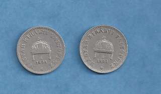 HUNGARY SILVER COINS 20 FILLER 1893 + 1894  