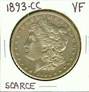 1893 CC Silver $1 Very Fine Morgan Dollar  