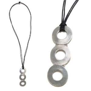 SG Paris Necklace Metal+Cotton 80cm Black and Silver Argente Necklace 