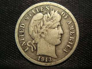 1913 P BARBER DIME ★FINE+★ FULL LIBERTY **MUST SEE**  