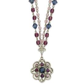 1928® Pewter tone Purple Blue Crystal 15 wExt Necklace  