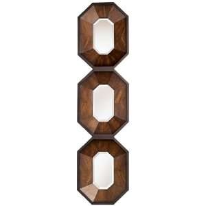  Vertical Octagons Wood Veneer Wall Mirror
