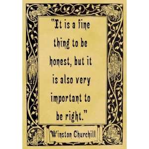  Mounted A4 Size Parchment Poster Winston Churchill Honest 