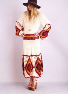  Hippie dream Extremely RARE find. 1970s hand crochet dress 