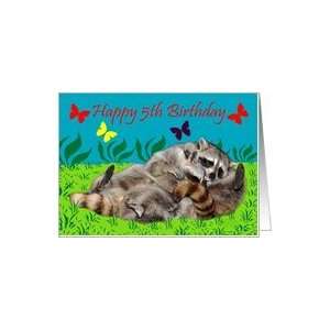  5th Birthday, Raccoons playing Card: Toys & Games