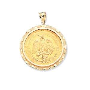 14K Yellow Gold Nugget Bezel for Mexican 50 Pesos Coin  