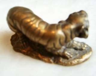 Art bronze sculpture brass tiger craft yellow  