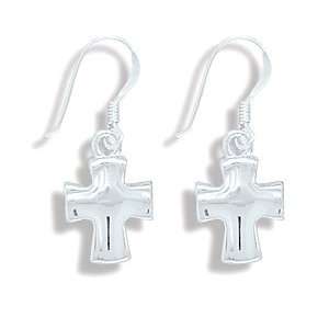    Concave Polished Cross Earrings 925 Sterling Silver: Jewelry