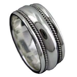  925 Silver Rope Edge Wedding Band Ring Size 8.5: Jewelry