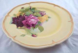  Floral Gold Gilded Bavarian German Plate Roses Ullrich Yellow  