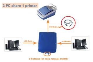 Port USB Sharing Switch + Cables For Printer Scanner  