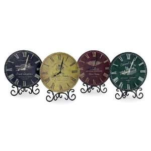   of 4 French Chateau Countryside Vineyard Table Clocks: Home & Kitchen