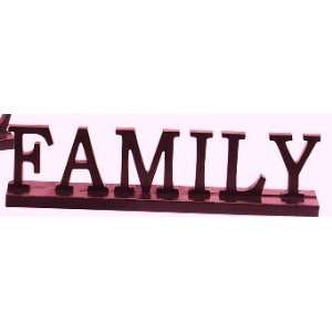  12 Red Wood Word Block Sign   Family