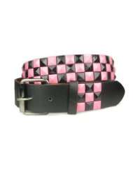 Snap On Punk Rock Black & Pink Star Studded Checker Board Pattern 