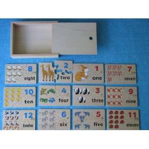  Picture numbers Matching Puzzles 1 12/in Wooden Box Toys & Games