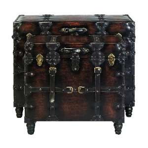   Wood and Faux Leather Decorative Storage Trunks: Home & Kitchen