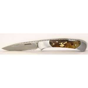  Browning Burl Wood Knife with Custom Maple Wood Moose 