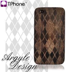   Wood Back Cover Case   Sonokeling Black Wood (Argyle Design): Cell