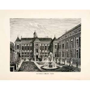  1877 Wood Engraving National Library Paris France 