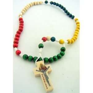  Wood Guadalupe Rosary Wooden Beads Cross Crucifix Italy 