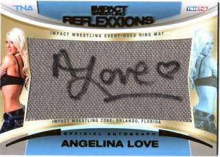 TNA Angelina Love 2012 Reflexxions GOLD Autograph Mat Relic Card SN 3 