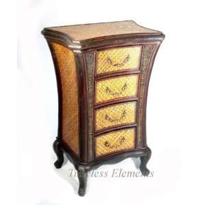  Wood Rattan Bed Side End Drawers Storage Table Stand: Home 