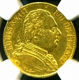 1815 A FRANCE LOUIS XVIII GOLD COIN 20 FRANCS NGC CERTIFIED GENUINE 