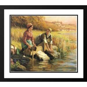   and Double Matted Women Washing Clothes by a Stream