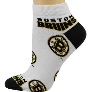   Bruins Ladies White All Over Team Logo Ankle Socks