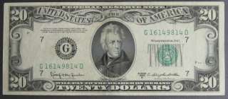 1950 D $20 DOLLAR FEDERAL RESERVE NOTE XF CHGO 814D  