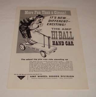 1965 AMF ad ~ HI BALL HAND CAR Ride On  