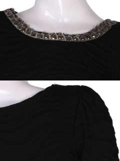 CREW NECK BEADED PUFF SLEEVE PEPLUM TOP 2320  