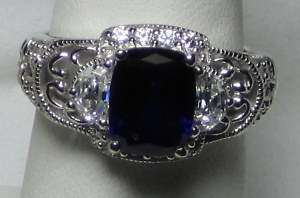 HSN Xavier Absolute & Kashmir Sapphire 925 Ring SZ 7  