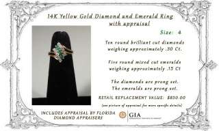 14KG Diamond & Emerald Ring (with appraisal)  