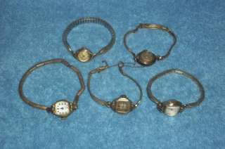   of 5 Gold Filled Womens Watches, Benrus, Bulova, Gruen, Wyler  