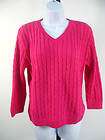 525 AMERICA Pink Cotton Cable Knit V Neck Sweater Sz L  