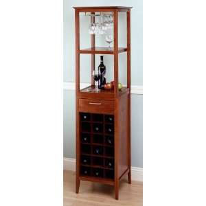  Winsome 18 Bottle Wine Tower with Walnut Finish: Home 